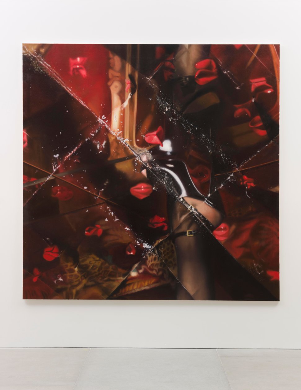Svart strumpeband, 2012 (olja på duk) av Mat Collishaw