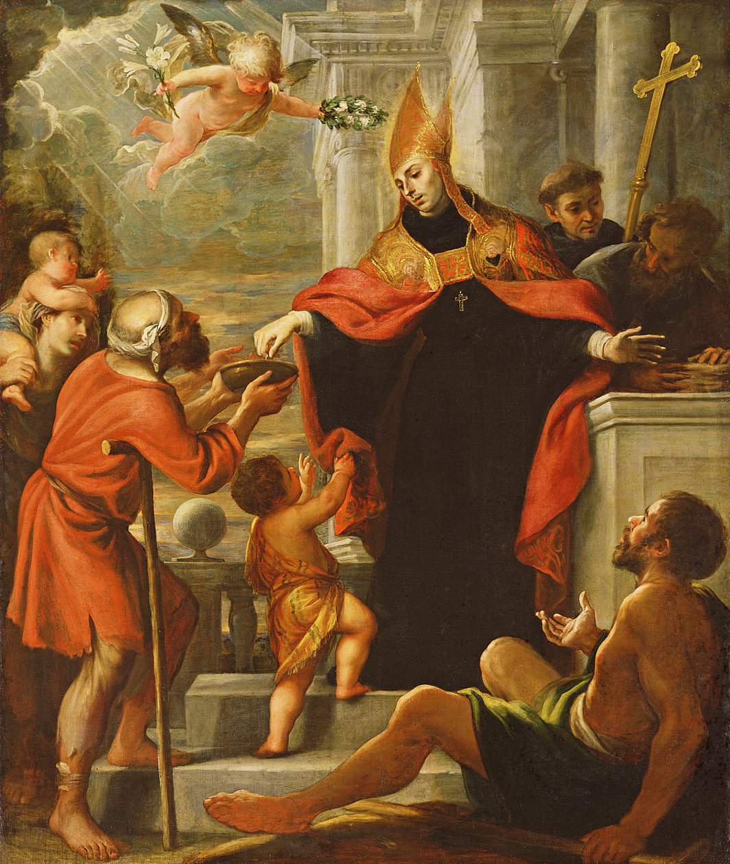 Sankt Thomas av Villanova delar ut allmosor av Mateo Cerezo