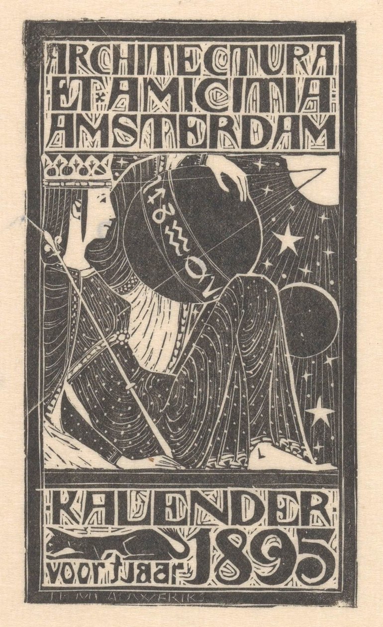 Omslagskalender 1895 av Mathieu Lauweriks