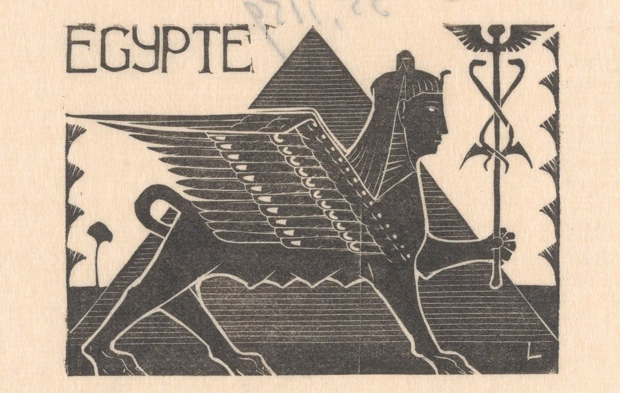 Sfinx och pyramid Egypten (titel på objekt) av Mathieu Lauweriks