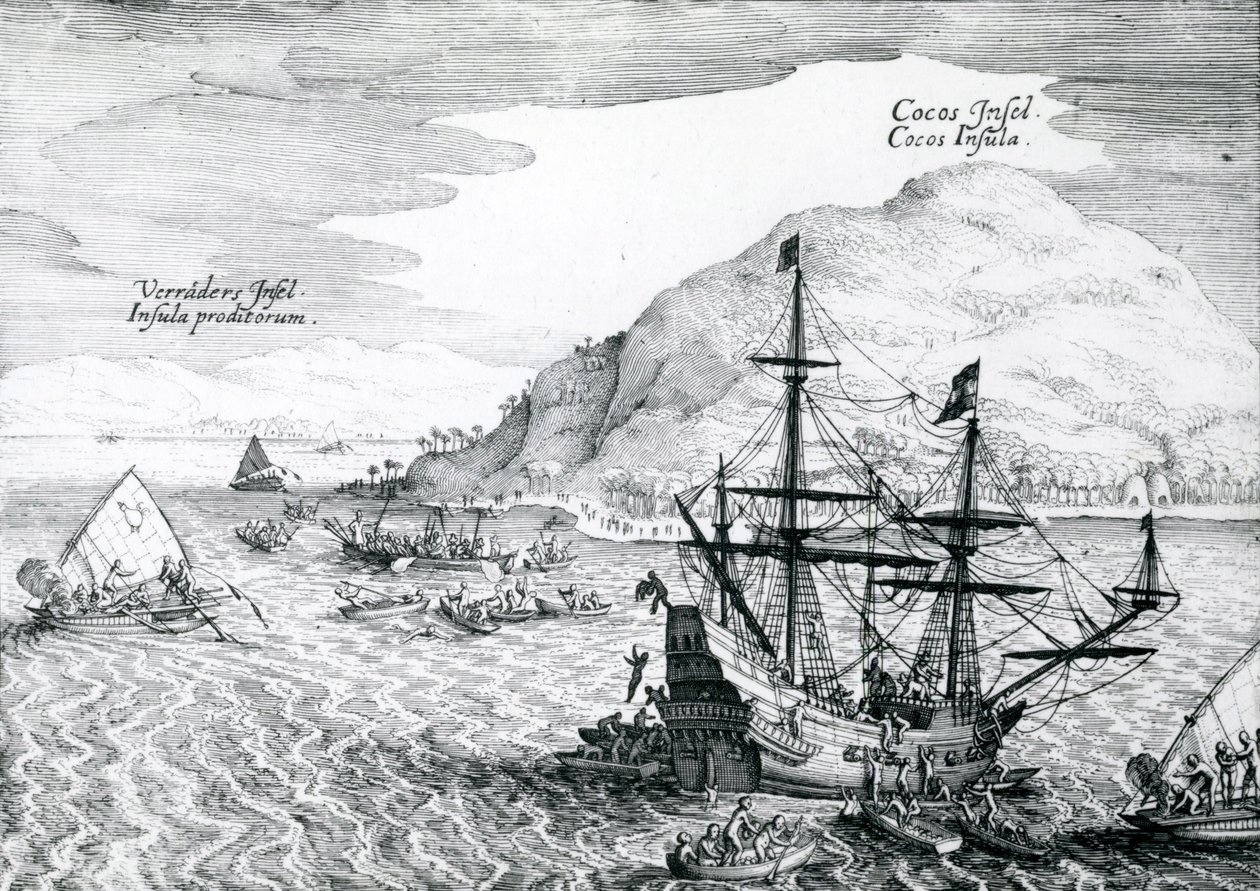 Utsikt över Cocos Island och Traitors Island, 1655 av Mattaus the Younger Merian