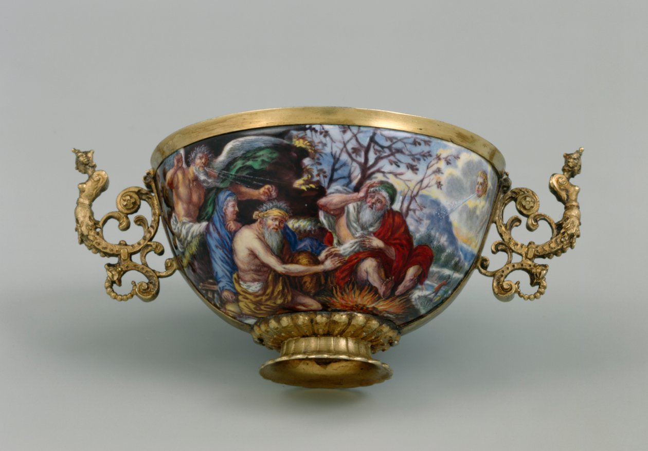 Cup with Allegory of Winter, c.1703 (guldpläterat silver och emalj) av Matthaeus II Baur
