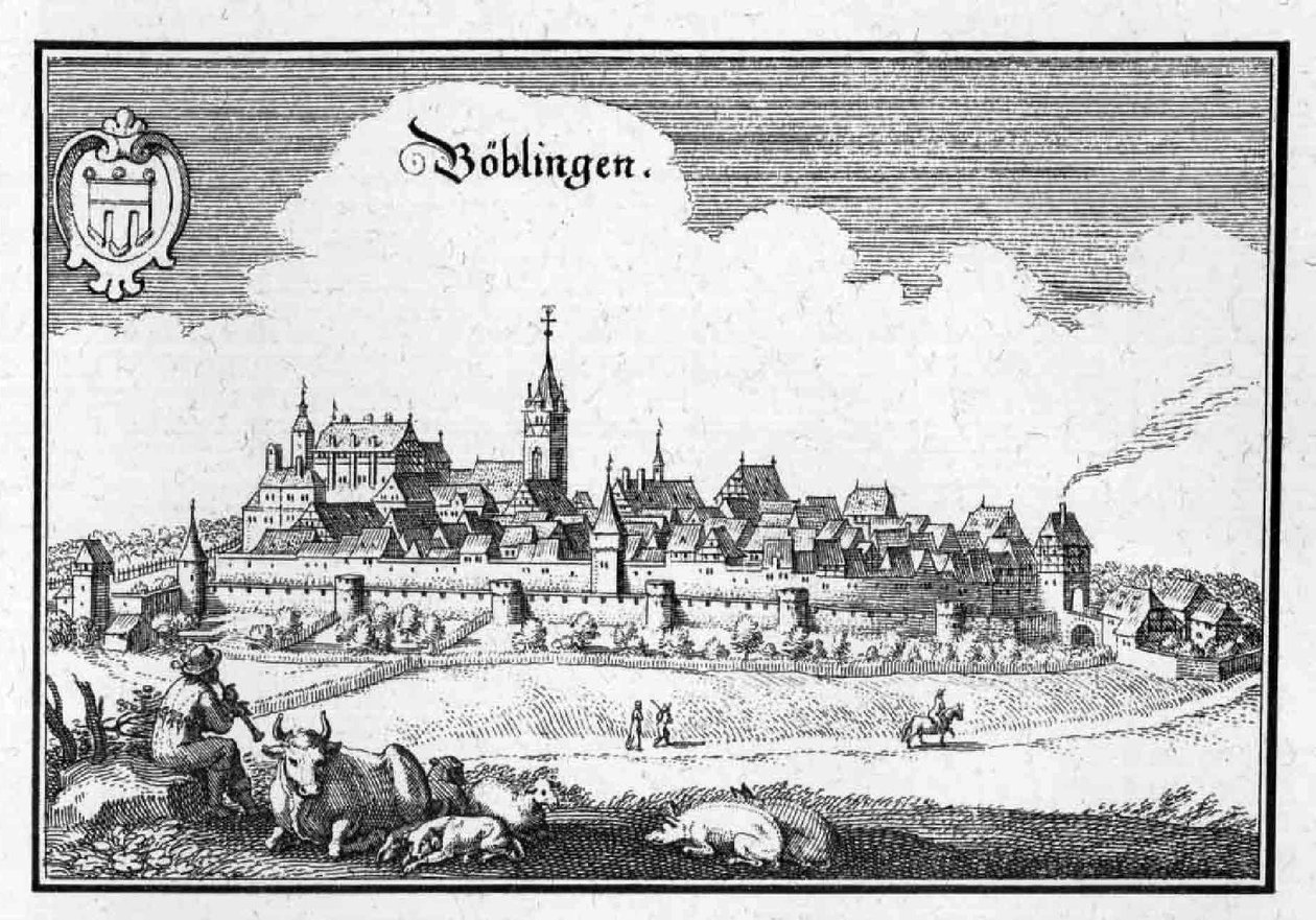 Böblingen - utdrag ur Topographia Sueviae (Swabia) av Matthaus Merian