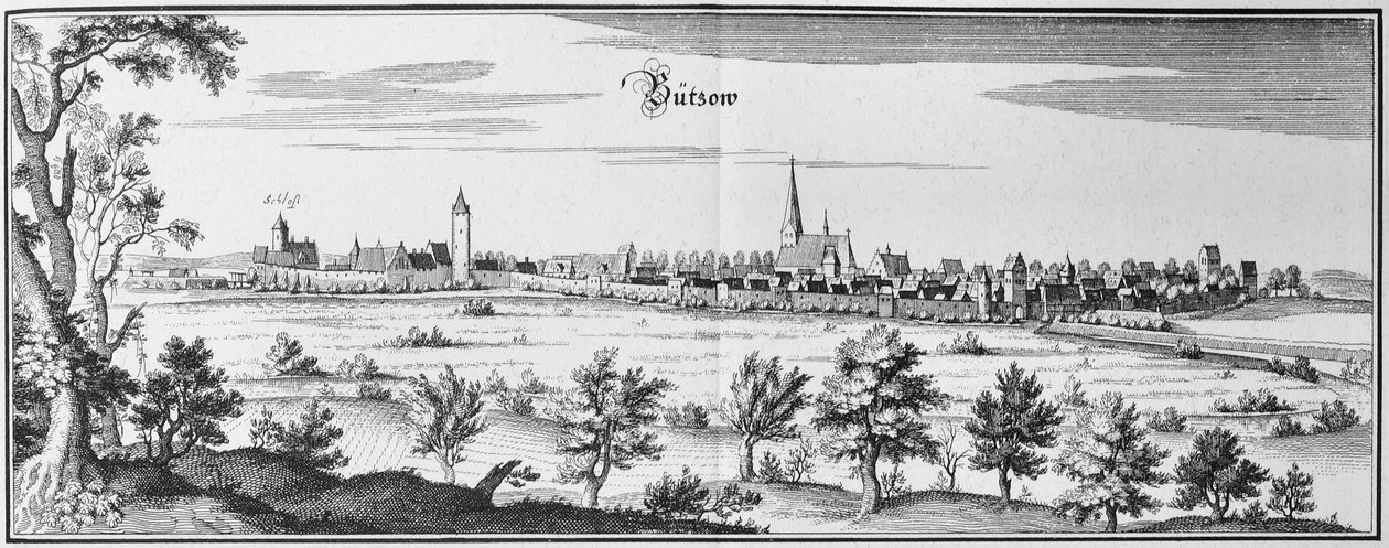 Bützow av Matthaus Merian
