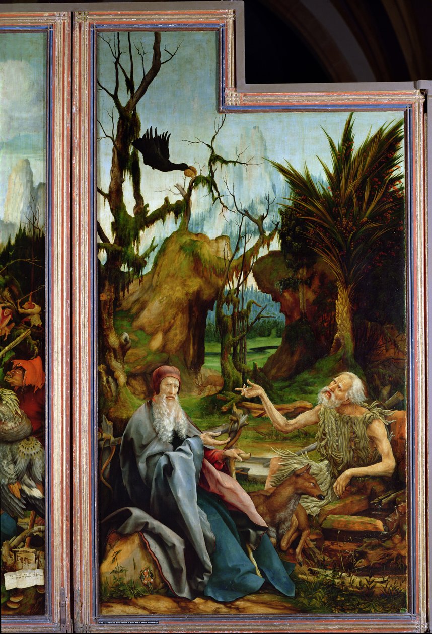 St. Anthony och St. Paul, detalj från Isenheim-altartavlan, c.1512-16 av Matthias Grünewald