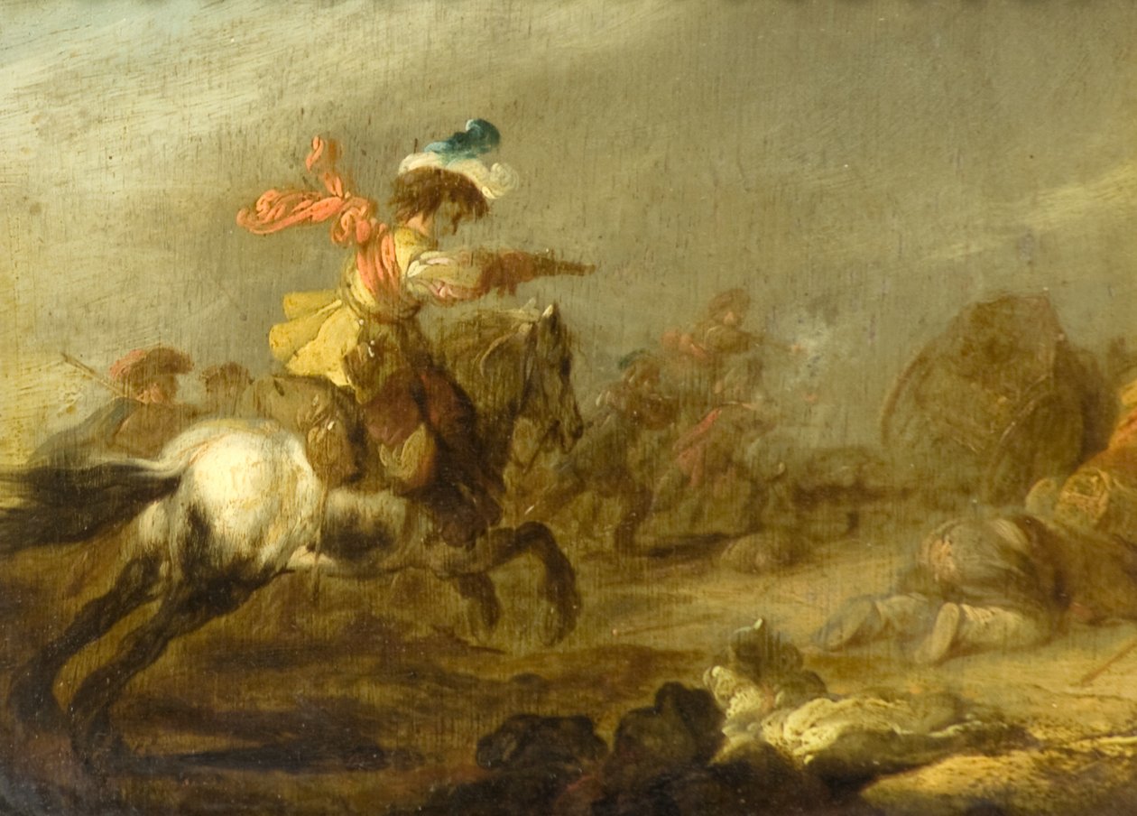 Vit häst och figurer av Matthias (follower of) Scheits