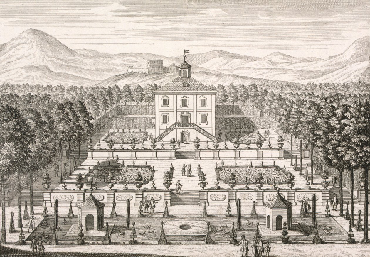 Hus och trädgård, 1715 av Matthias Diesel