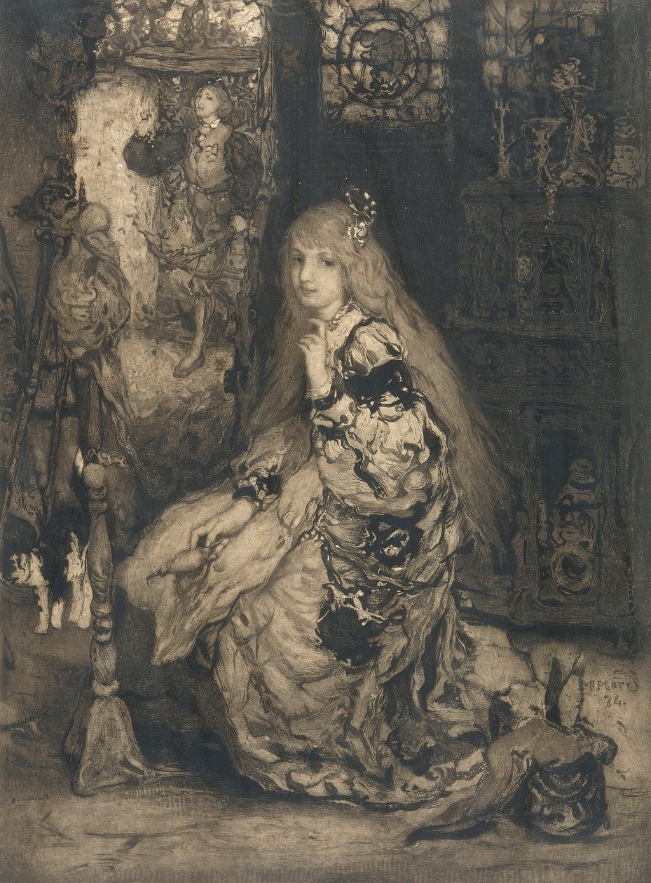 Flicka med spindel, 1874 av Matthijs Maris