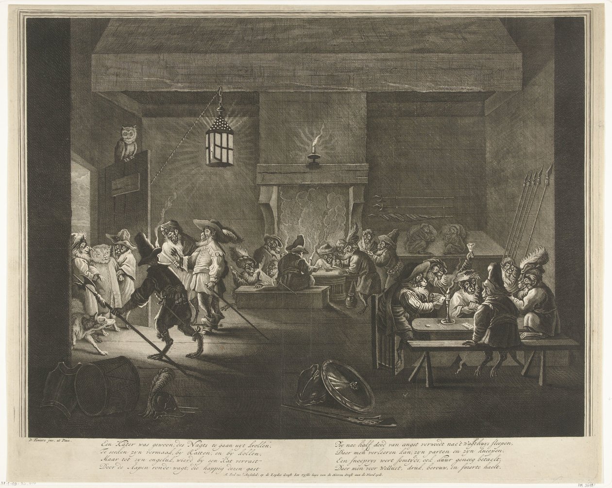 Vaktrum med apor, ca 1720 av Matthijs Pool