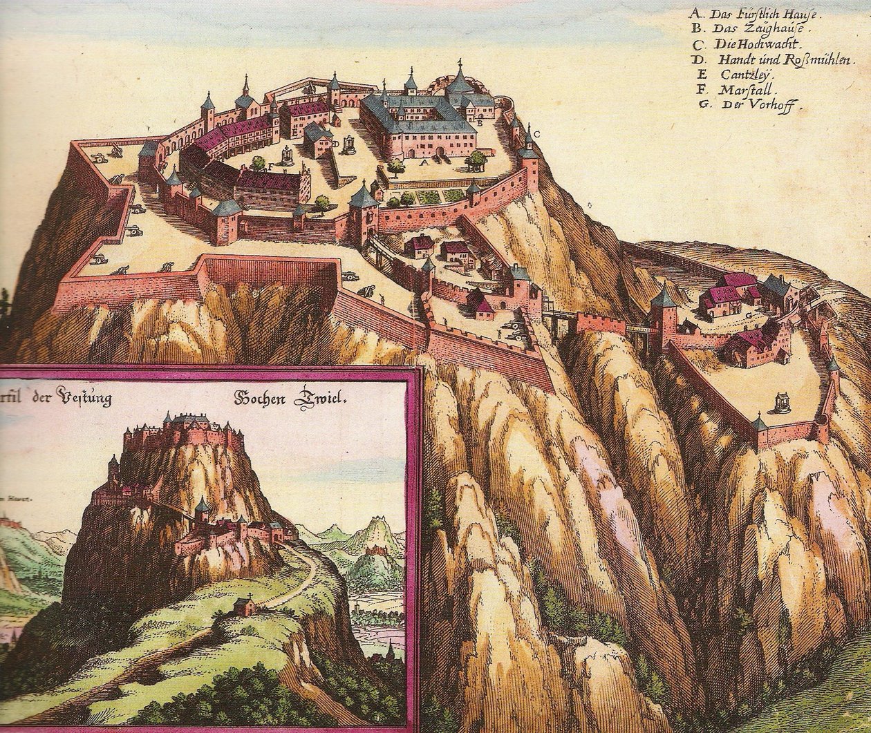 Castle Hohentwiel in southern germany, near Lake Constance. av Matthaus the Elder Merian
