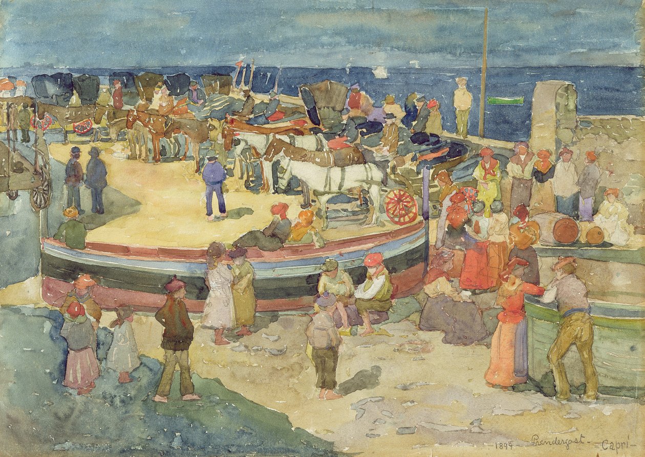 Grande Marina, Capri, 1899 (wc på papper) av Maurice Brazil Prendergast