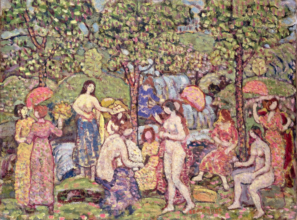 Idyll, Nakenbilder i ett landskap, 1913-15 av Maurice Brazil Prendergast