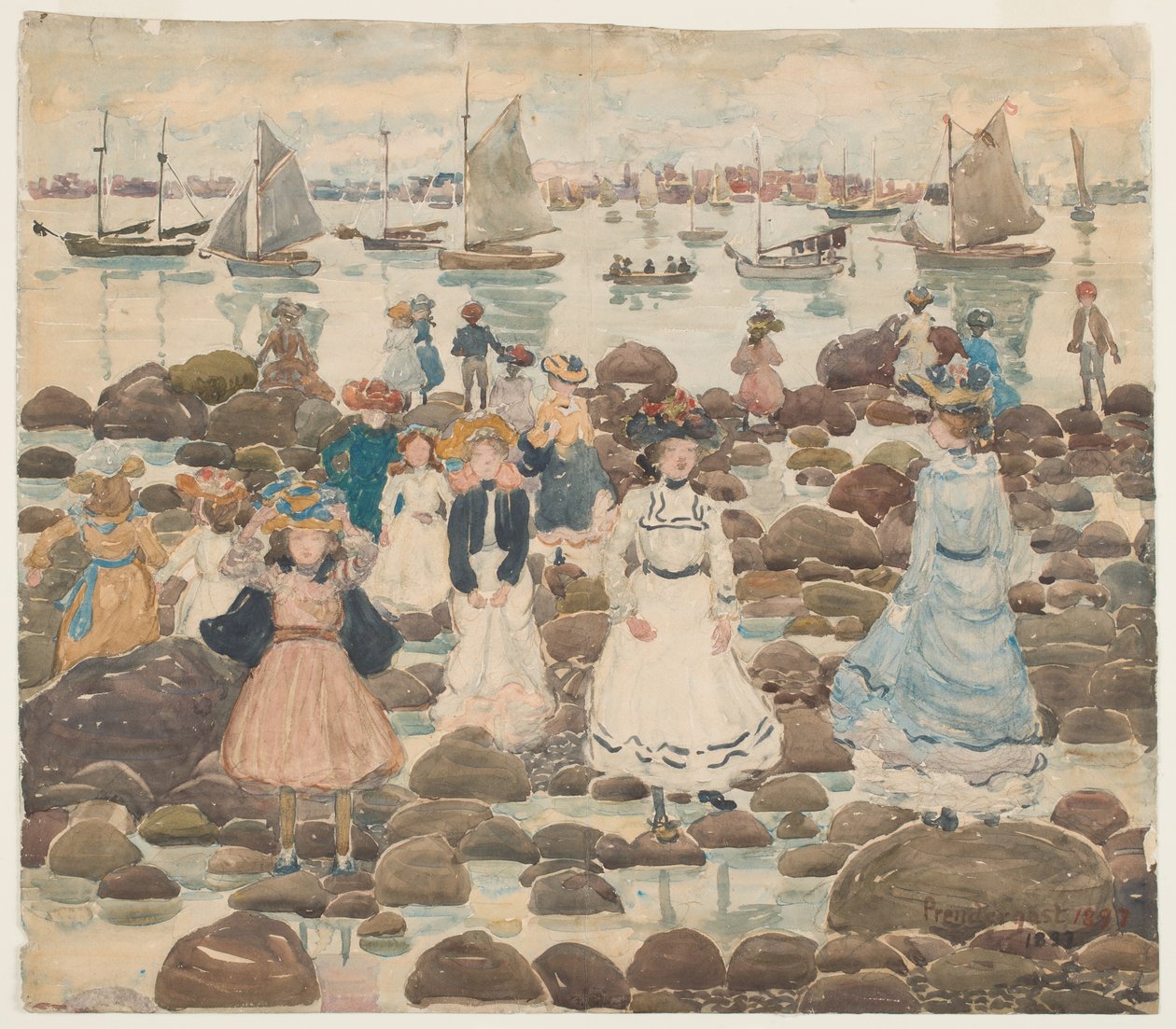 Low Tide, Beachmont, c.1902 (wc over graphite on paper) av Maurice Brazil Prendergast