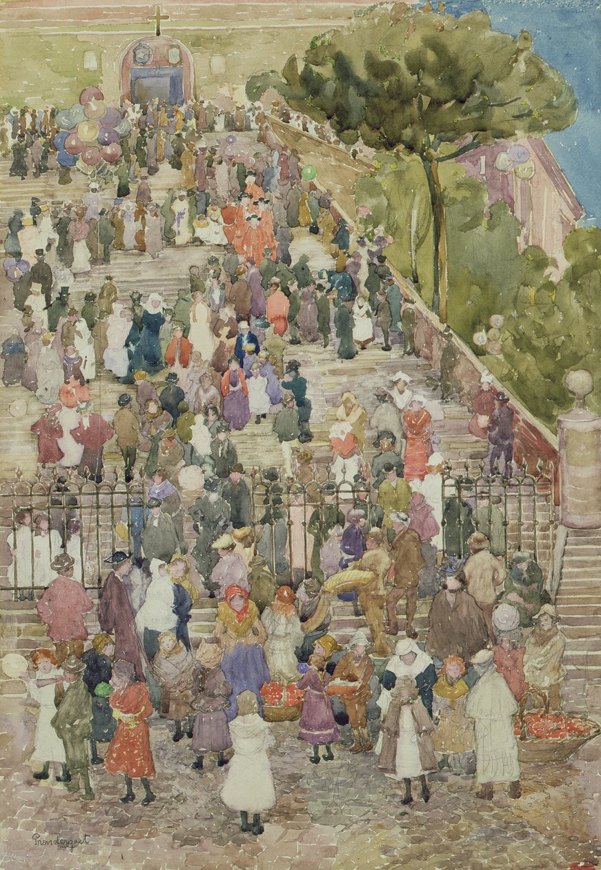 Santa Maria Aracoelis trappor, Rom, ca 1898-99 (wc på papper) av Maurice Brazil Prendergast