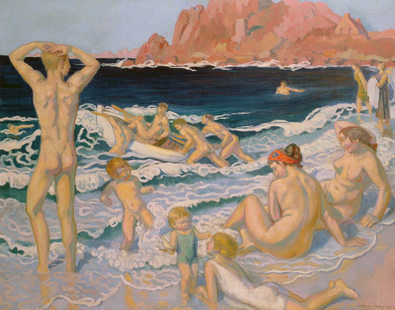 Strandscen med en båt av Maurice Denis
