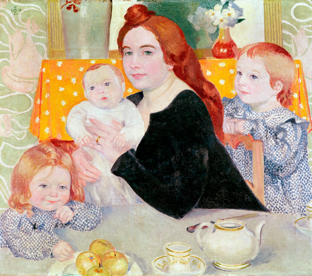 Stort familjeporträtt i blått och gult, 1902 av Maurice Denis