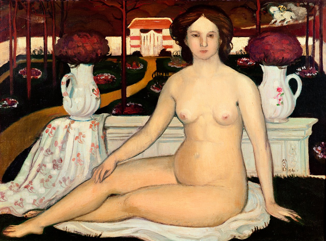 Naken med en bukett violetter av Maurice Denis
