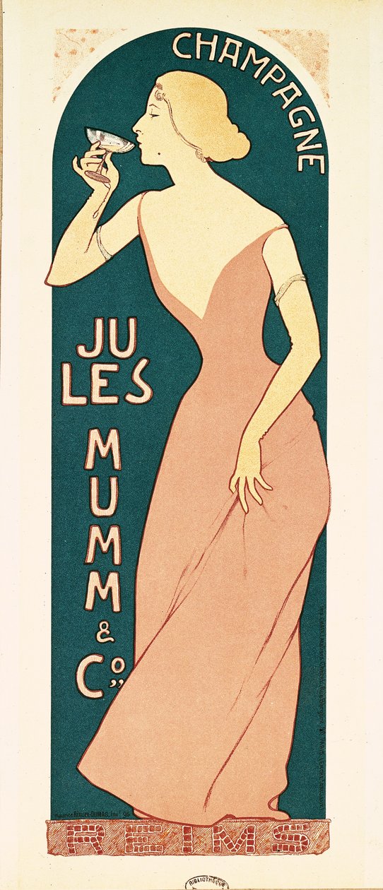 Affischdesign för champagne från Jules Mumm und Co., Reims, 1895 av Maurice Realier Dumas