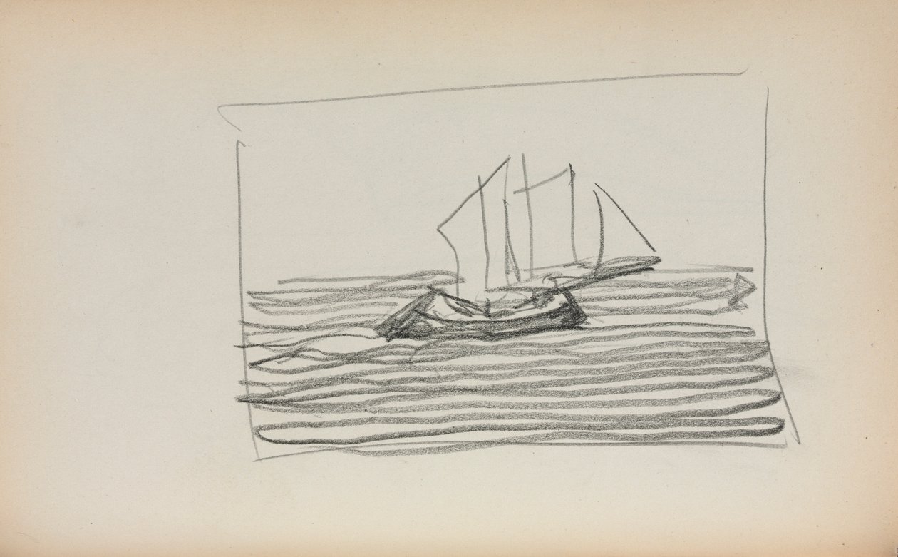 Italiensk skissbok: Segelbåt sida 75, 1898-1899. av Maurice Brazil Prendergast