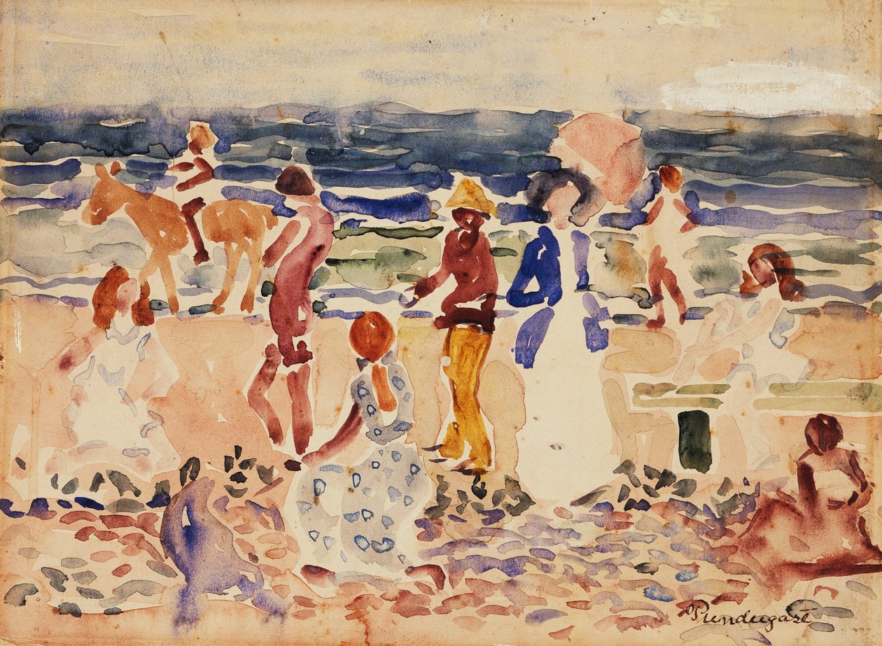 På stranden, ca 1920-23 av Maurice Brazil Prendergast