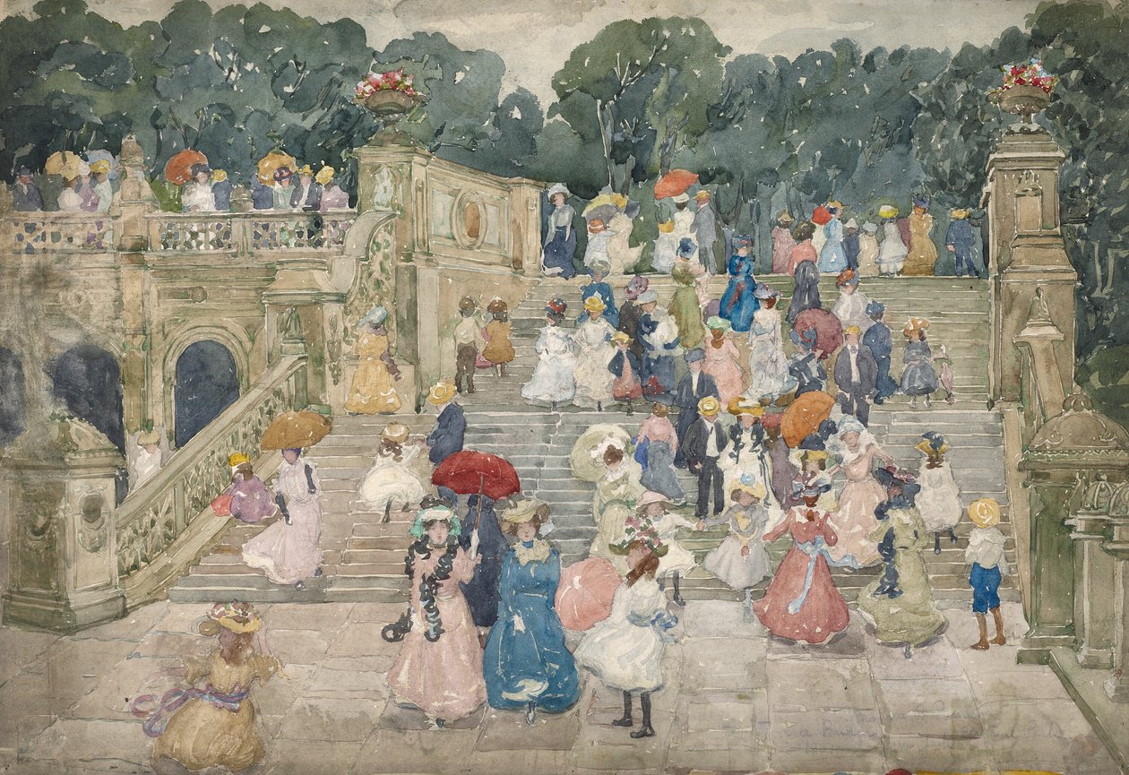 The Terrace Bridge, Central Park av Maurice Brazil Prendergast