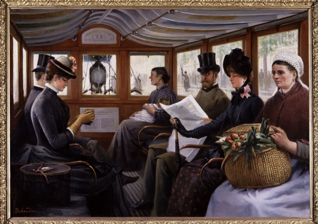 Passagerare i en omnibus, ca 1900 (målning) av Maurice Delondre