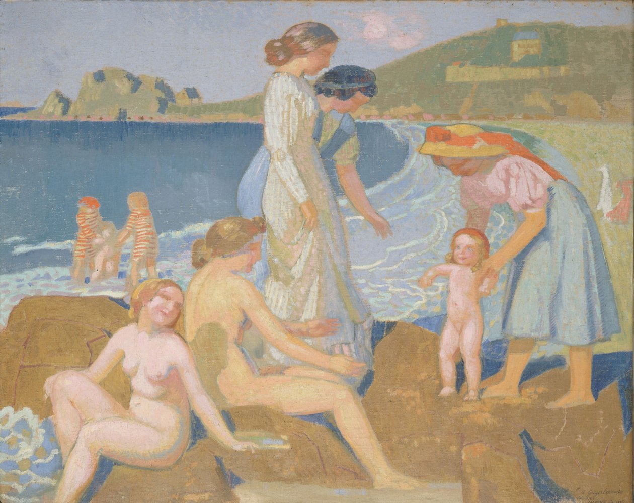 Badgäster på Perros Guirec av Maurice Denis