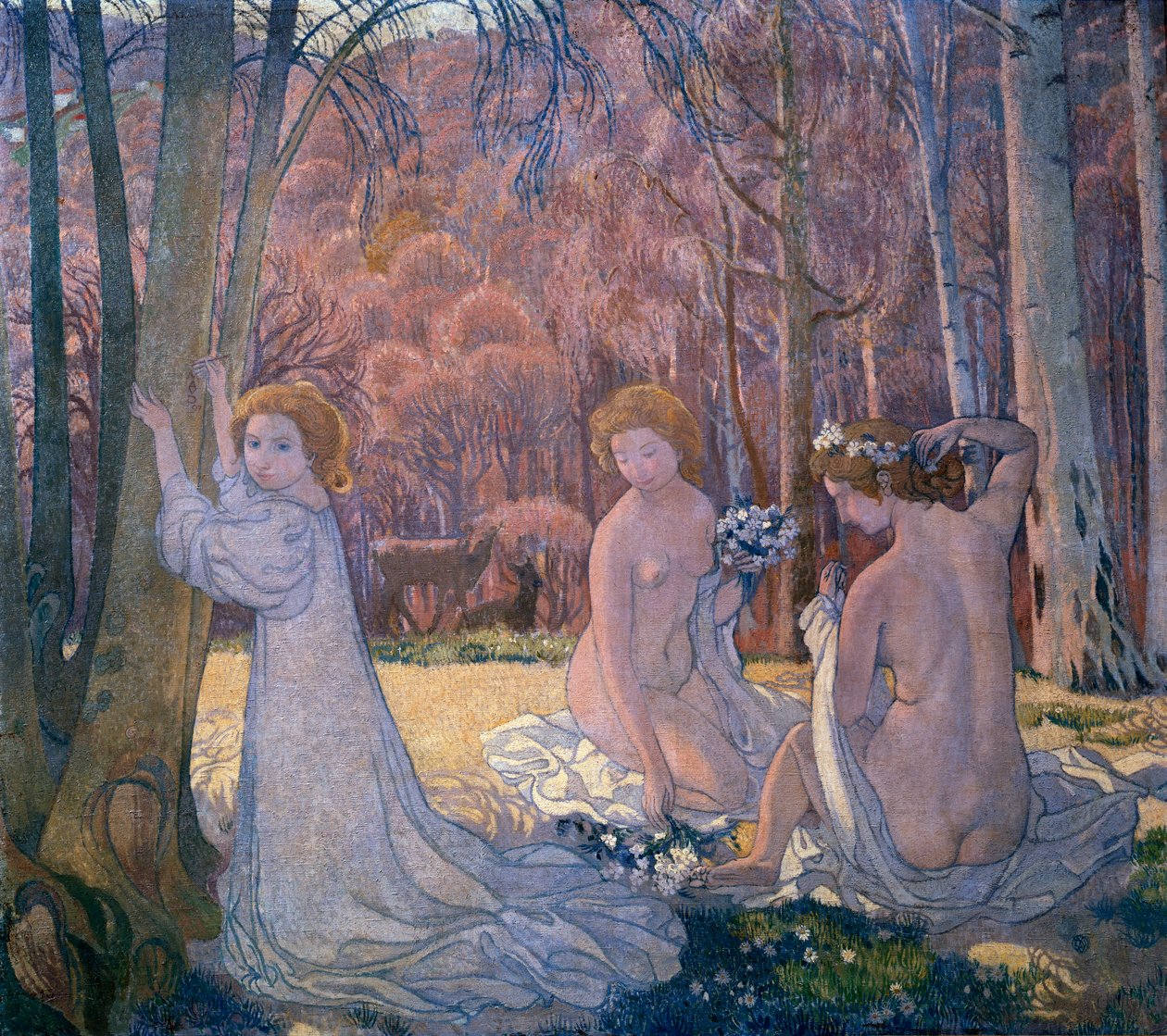 Figurer i Spring Landscape Sacred Grove, 1897 av Maurice Denis