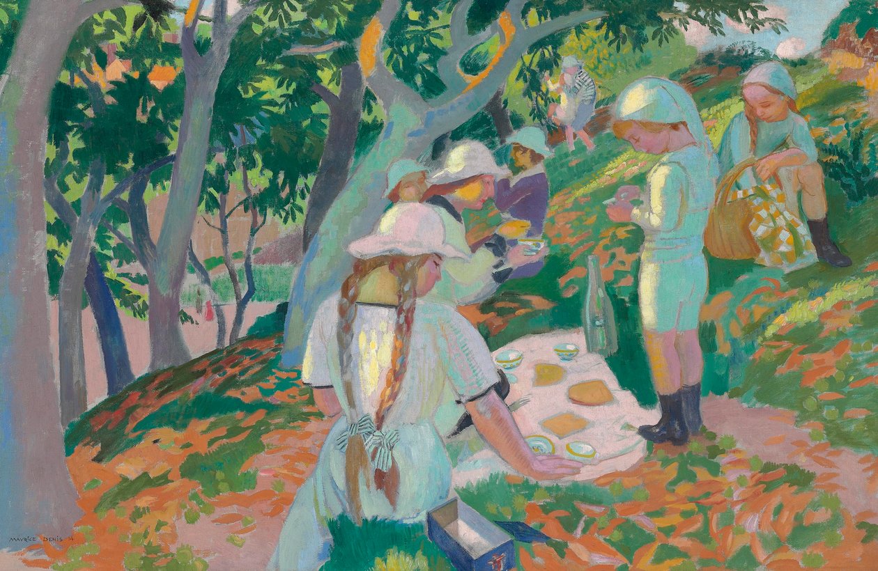 Snack under kastanjeträden, 1914 av Maurice Denis