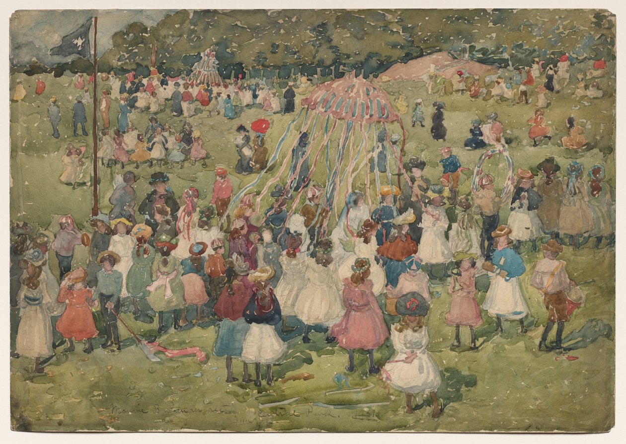 första maj, Central Park av Maurice Brazil Prendergast