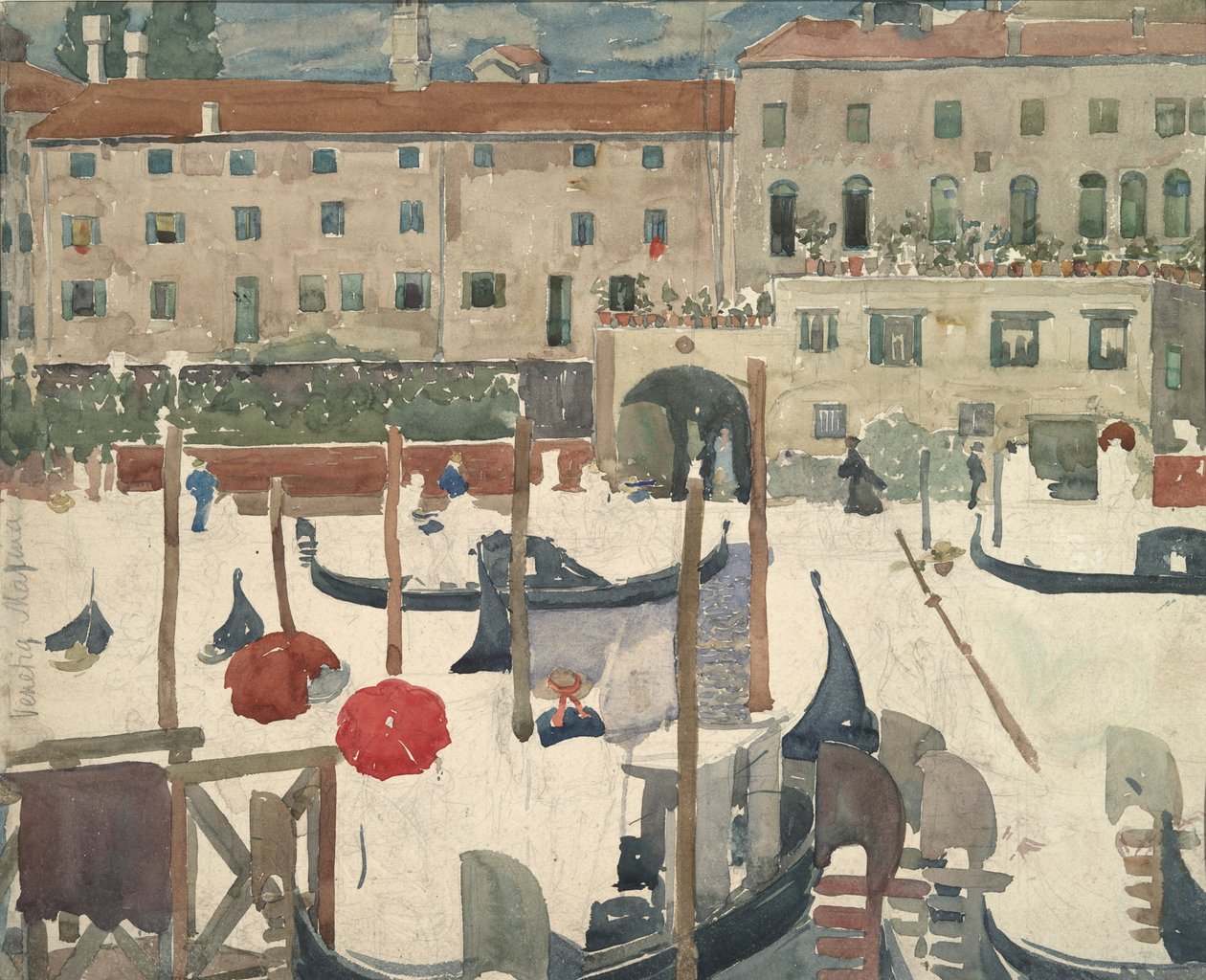The Quai, Venedig (recto); Venetia Marina (verso) av Maurice Brazil Prendergast