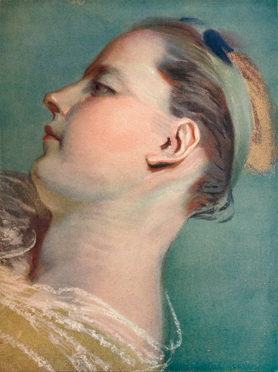 Lutande huvud, c1752 av Maurice Quentin de La Tour