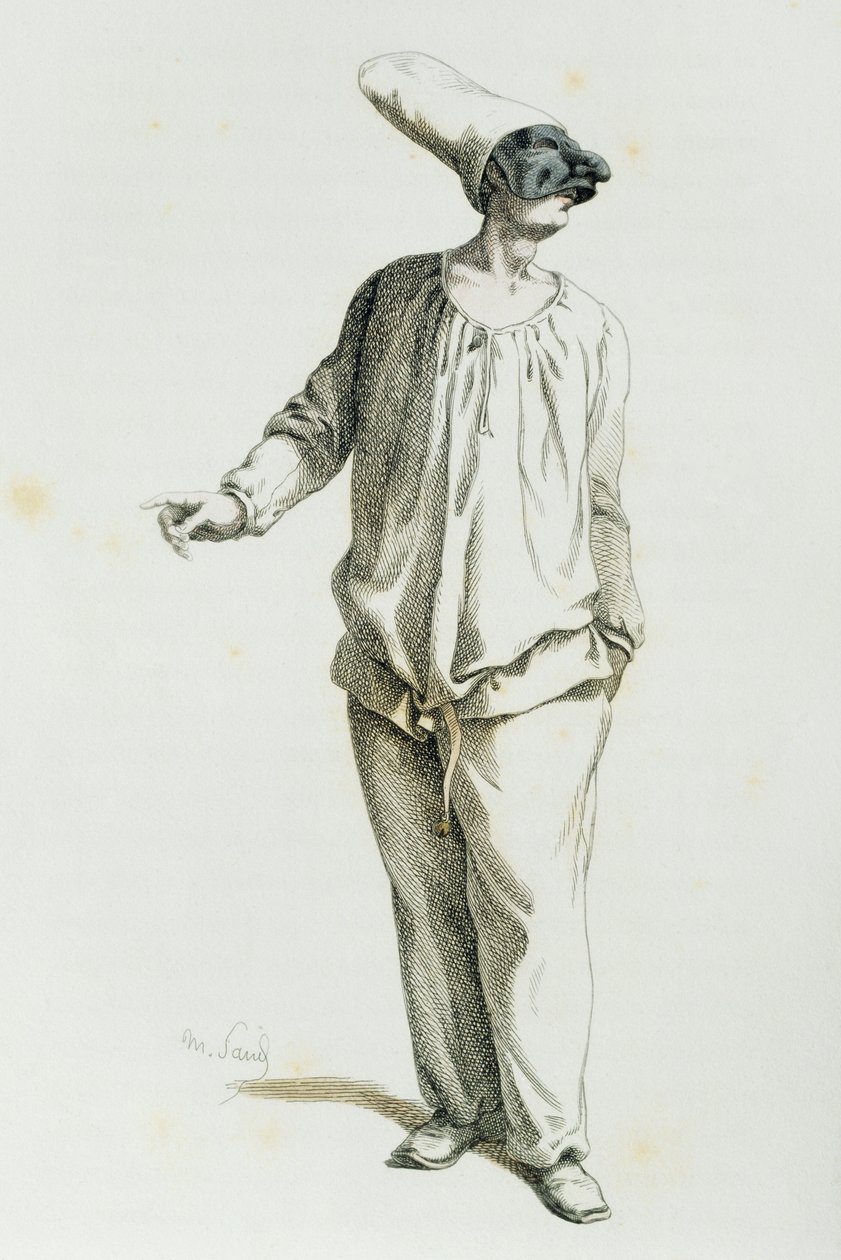 Pulcinella år 1800, av Maurice Sand (1823-1889) av Maurice Sand
