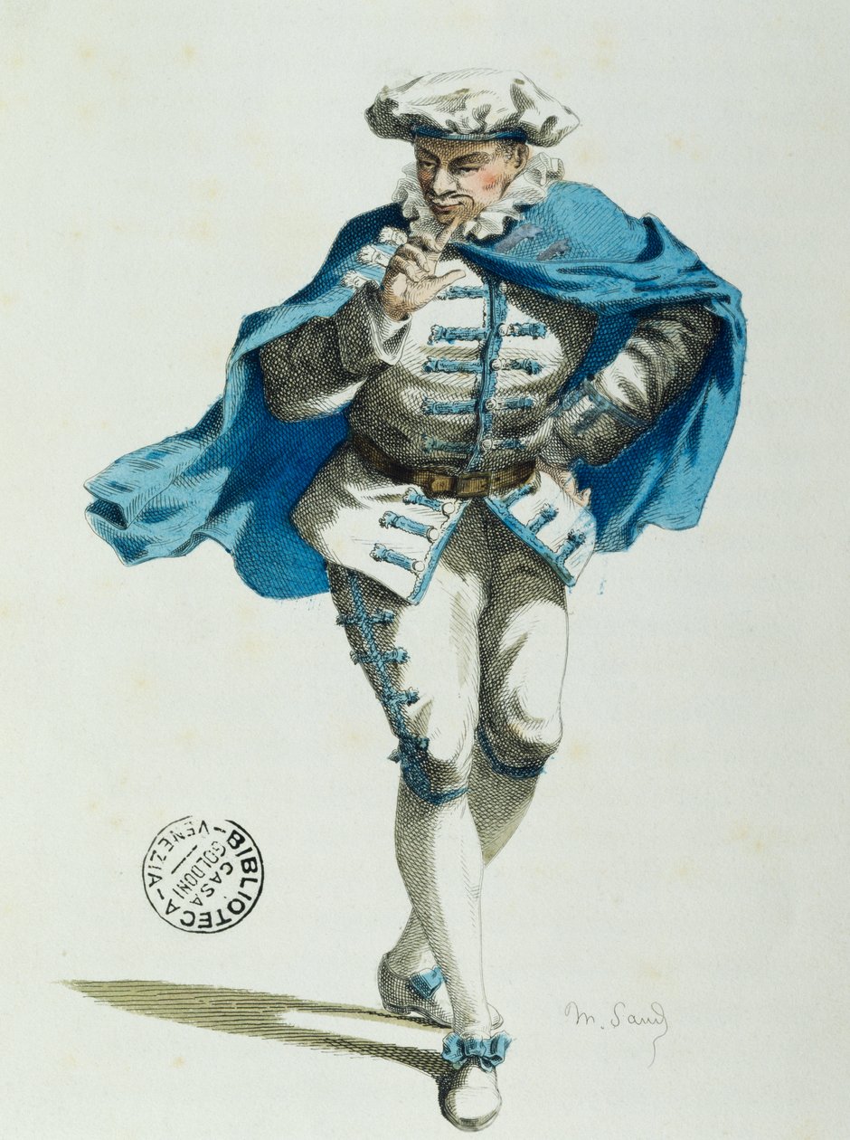 Scapino (färglitografi) av Maurice Sand