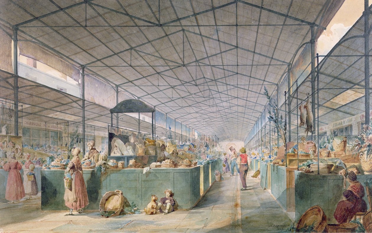 Vy över fjäderfämarknaden i La Vallee, 1834 av Max Berthelin