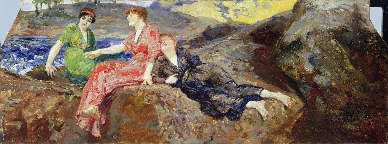 Flickor på stranden, ca 1884-85 av Max Klinger