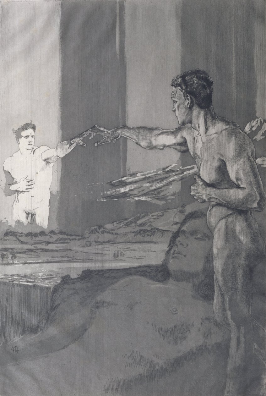 Filosofen, från serien "Om döden, del två", 1898 av Max Klinger