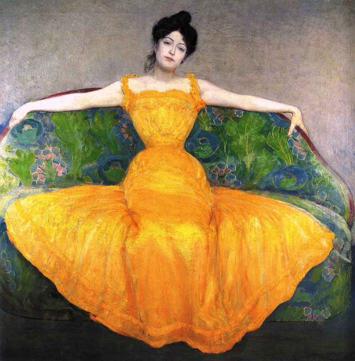 Woman in a yellow dress av Max Kurzweil