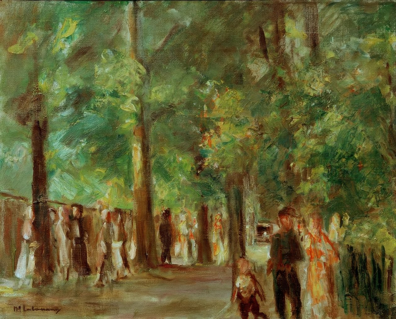 Stor sjöväg i Wannsee med vandrare av Max Liebermann