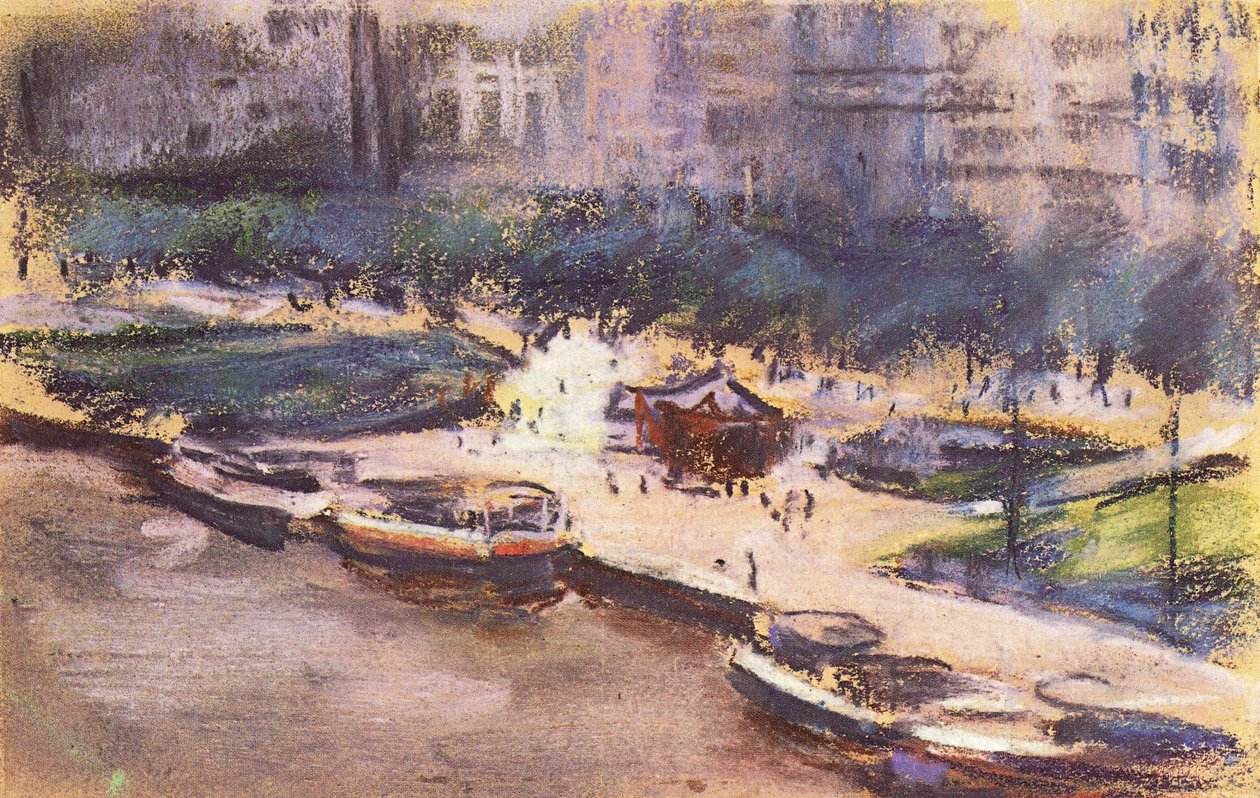 Landungsplatz am Jungfernstieg in Hamburg av Max Liebermann