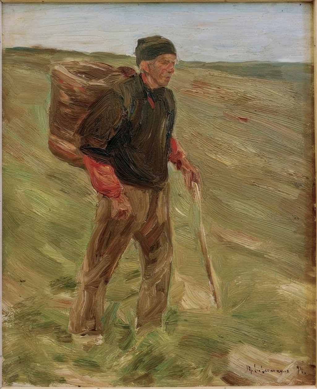 M.Liebermann, studie av en bonde med korg av Max Liebermann
