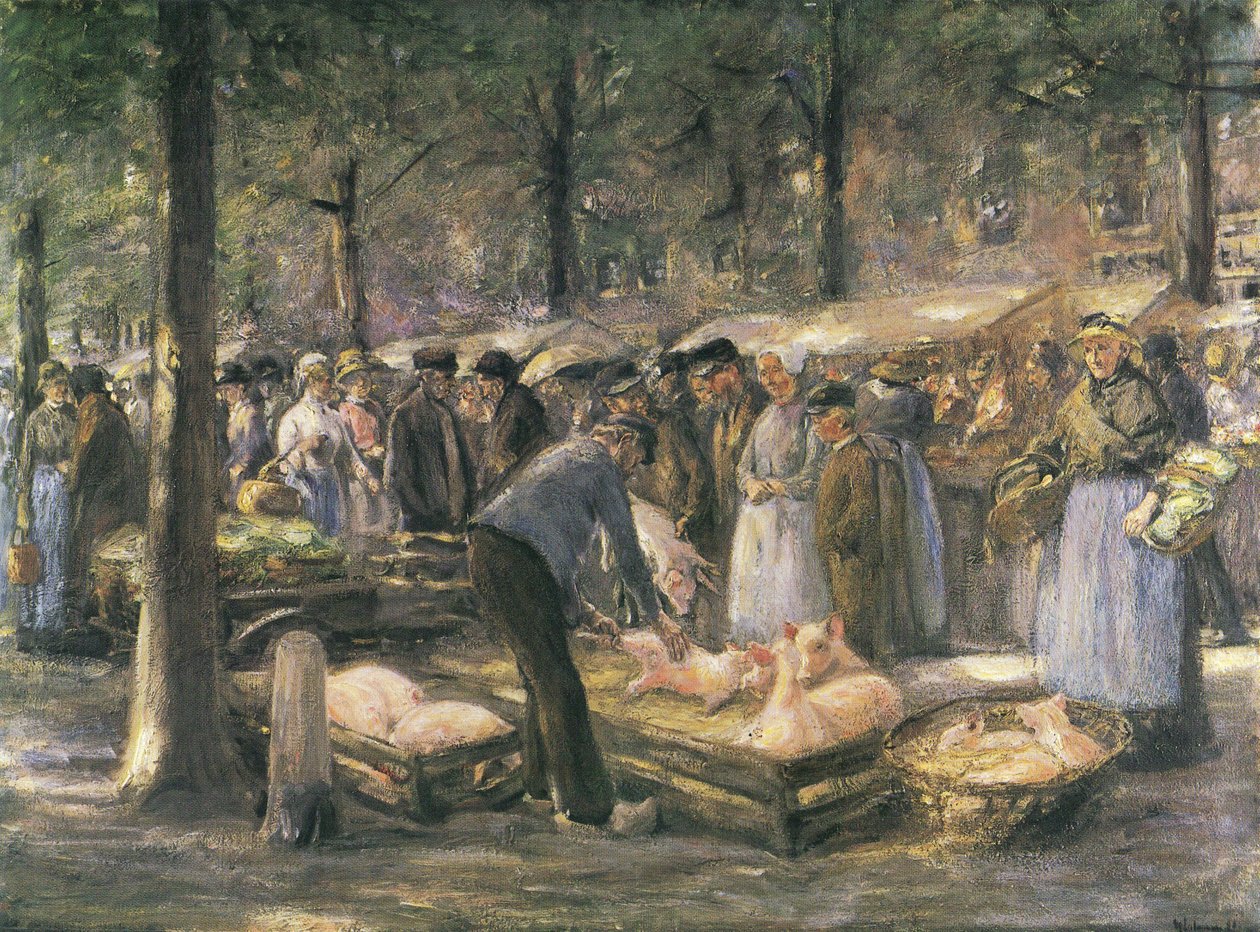 Schweinemarkt in Haarlem av Max Liebermann