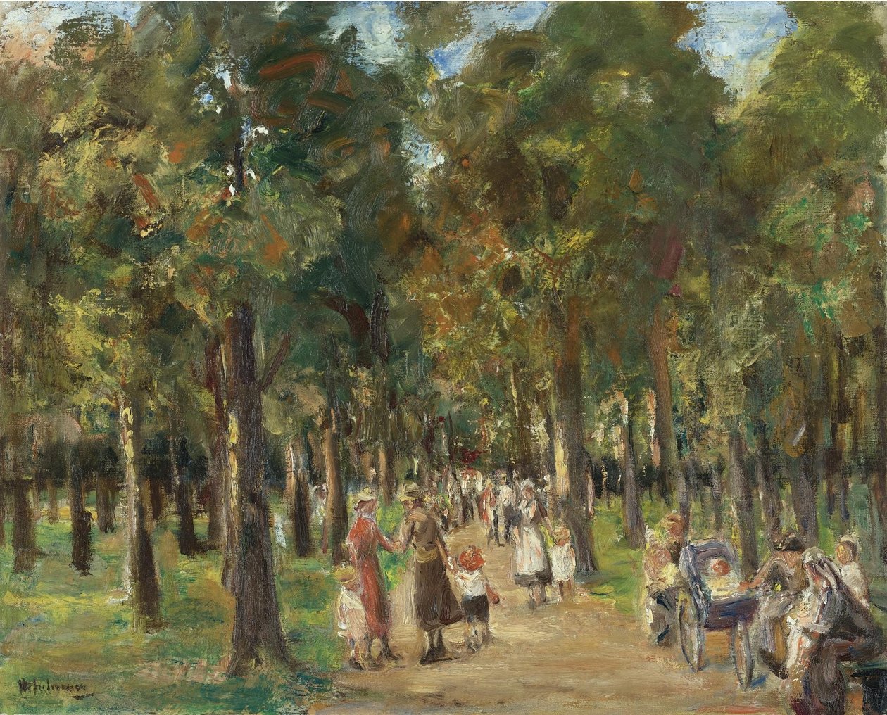 Spaziergänger im Tiergarten av Max Liebermann