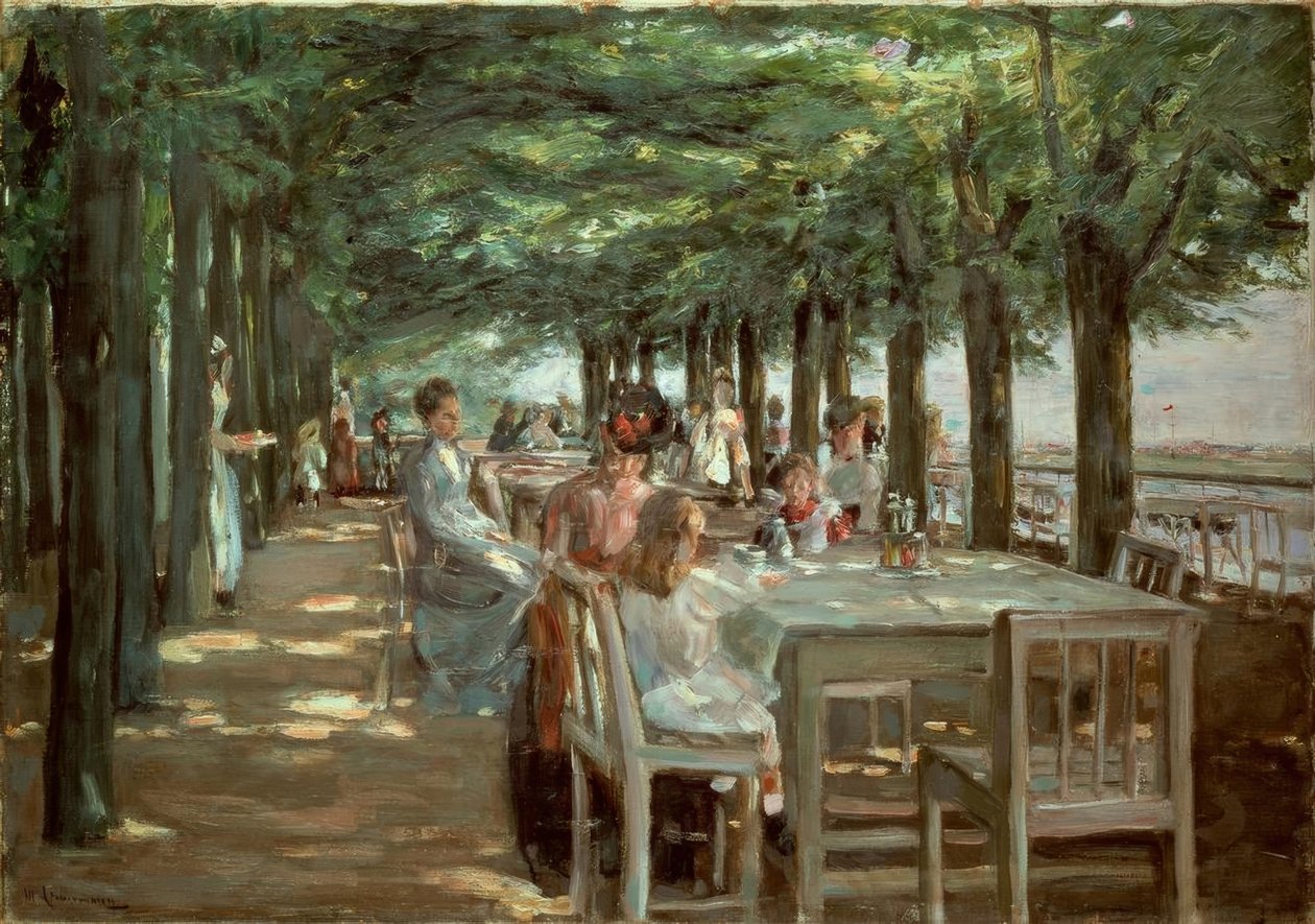 Terrass i restaurang Jacob i Nienstedten på Elbe av Max Liebermann