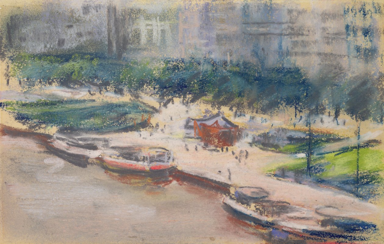 Landningsplatsen vid Jungfernstieg, Hamburg, 1910 av Max Liebermann