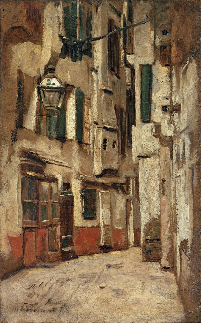 Venezianische Gasse nach rechts av Max Liebermann