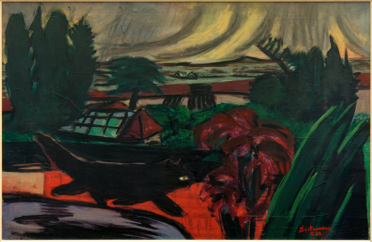Kvällsträdgård i ett åskväder av Max Beckmann