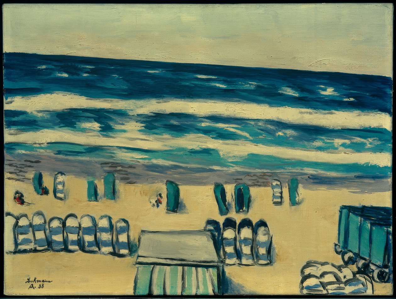 Blått hav med solstolar av Max Beckmann