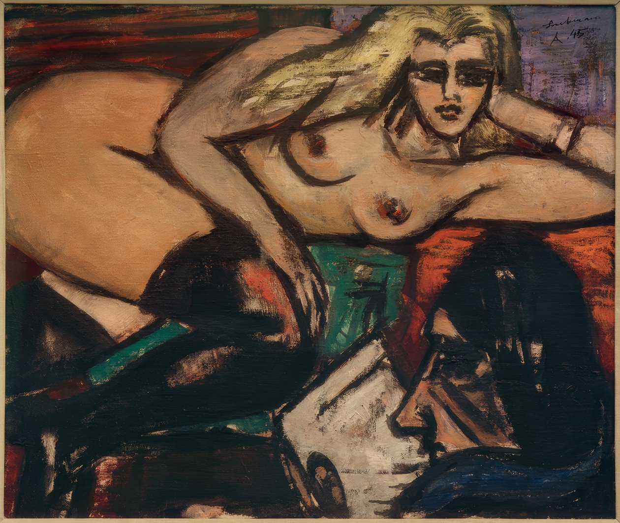 Brevet, liggande halvakt av Max Beckmann