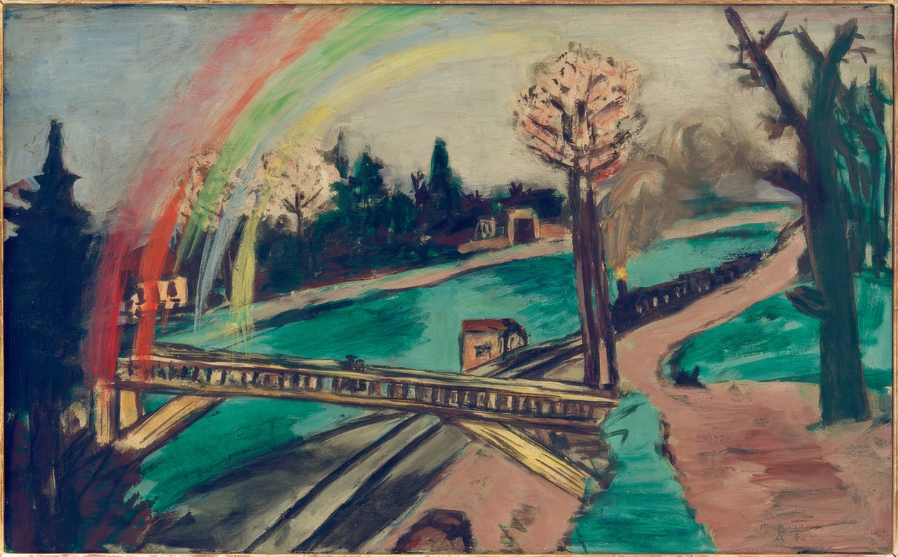 Järnvägslandskap med regnbåge av Max Beckmann